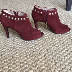 Women’s Studded Burgundy Suede Booties - Size 9.5